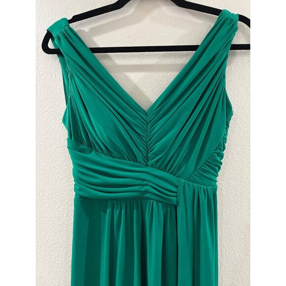 Collection DressBarn Womens Midi Cocktail Dress, Emerald Green V-neck size 6 - Picture 2 of 7